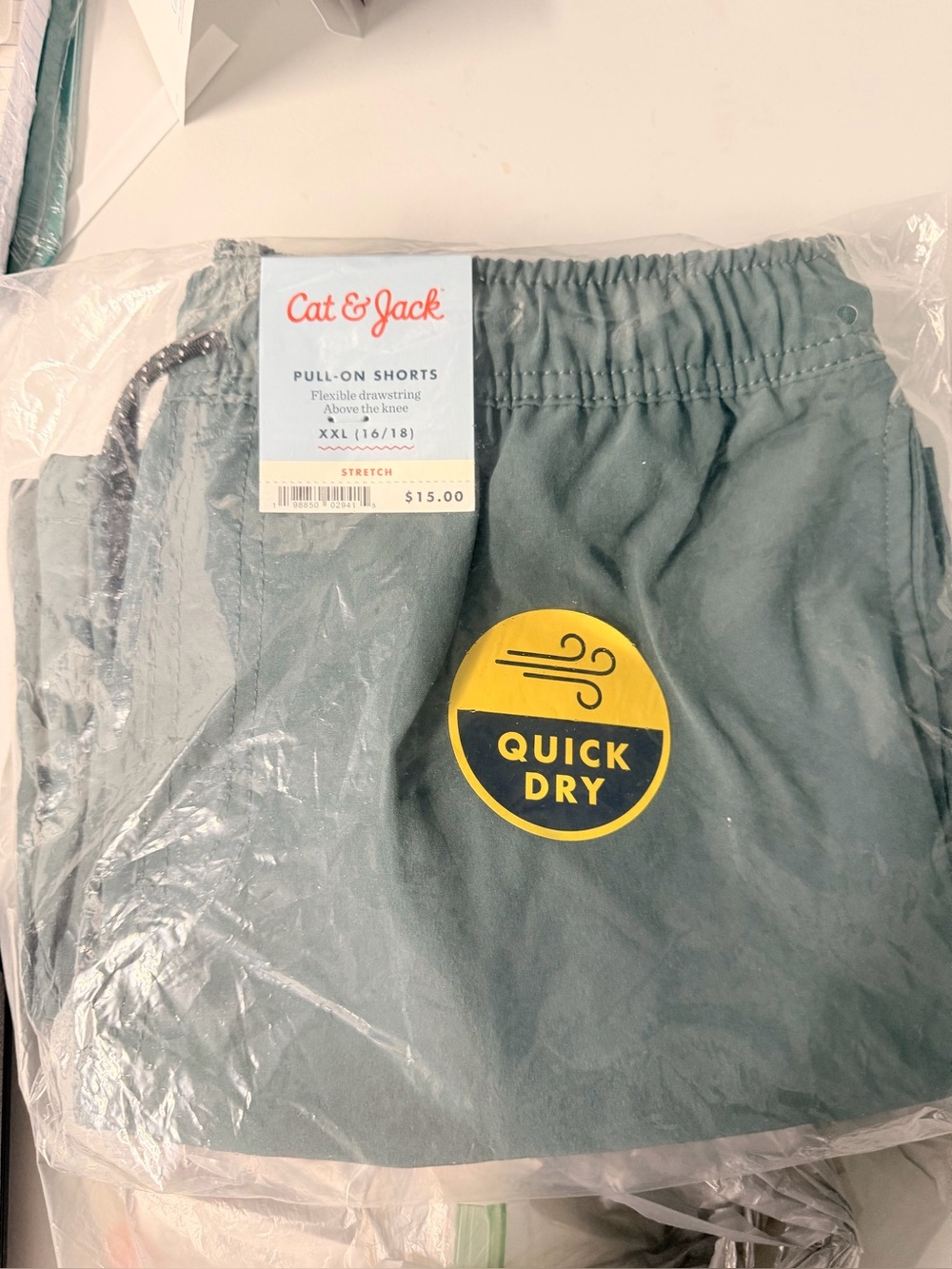 Cat & Jack Men's Quick Dry Pull-On Shorts in teal XXL 16/18 nwt